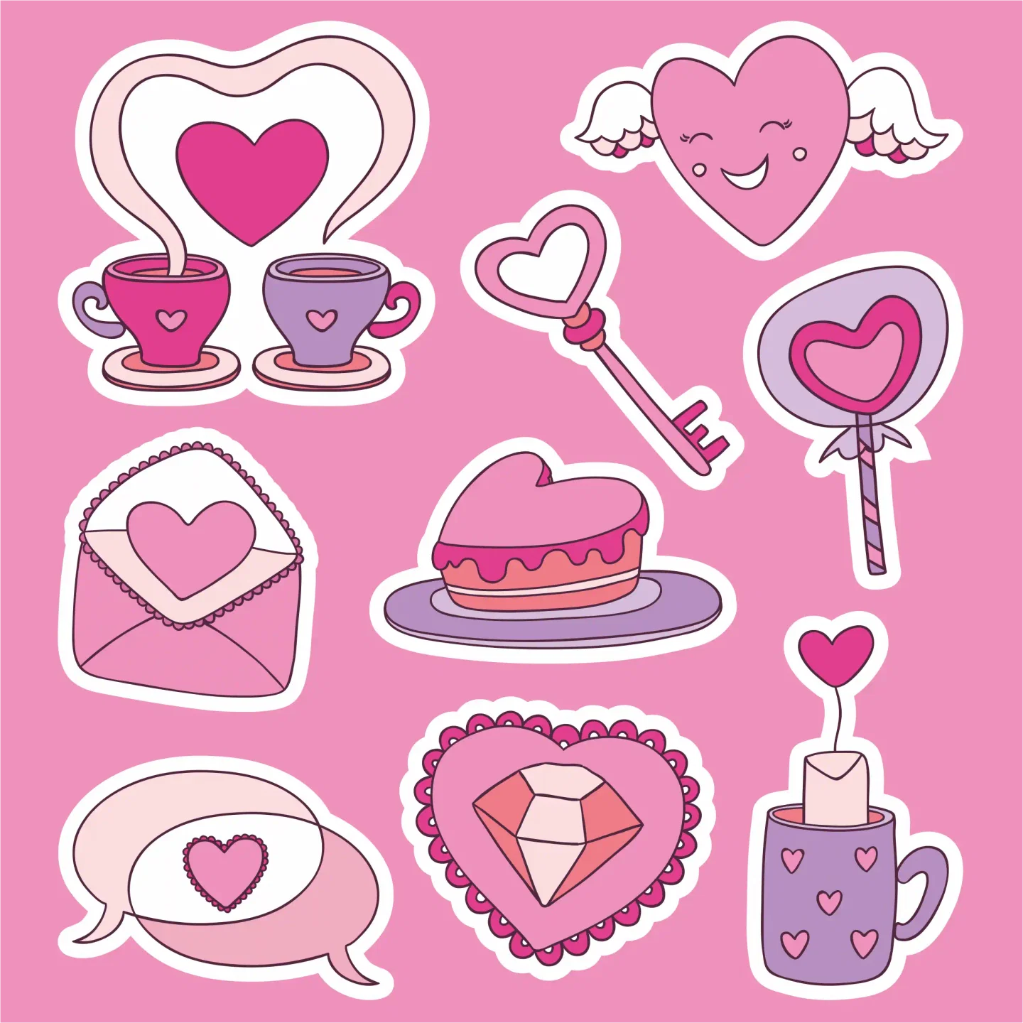 Hand Drawn Valentines Stickers