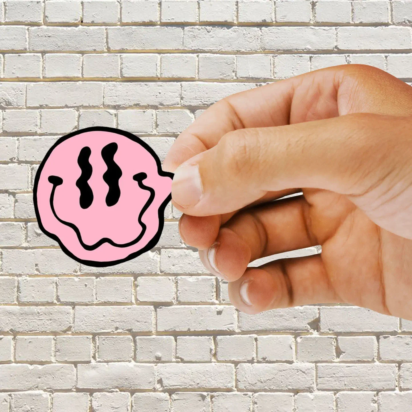 Pink Smiley Trippy Sticker