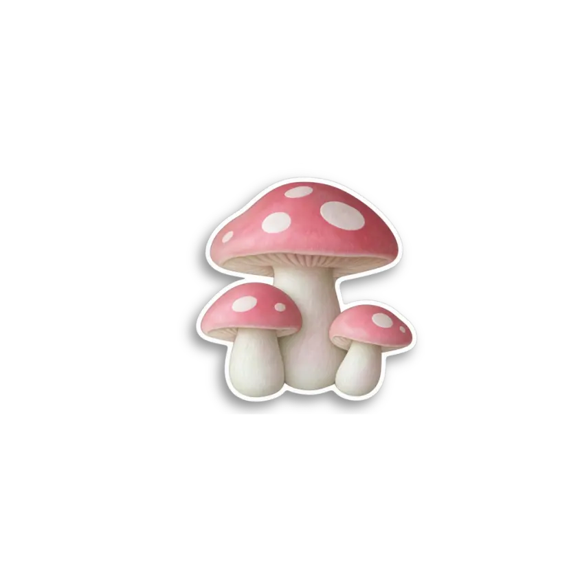 Pink Mushrooms Sticker