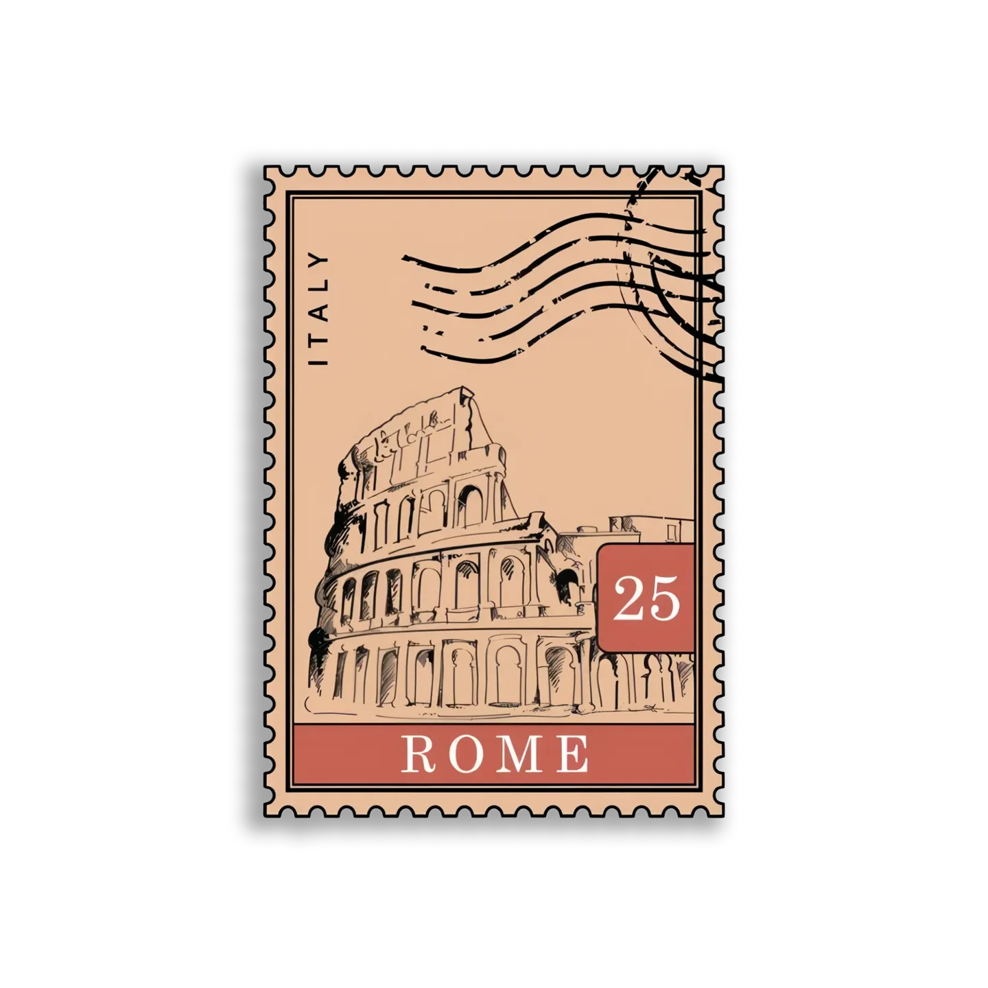 Rome, Italy Postage Stamp Sticker