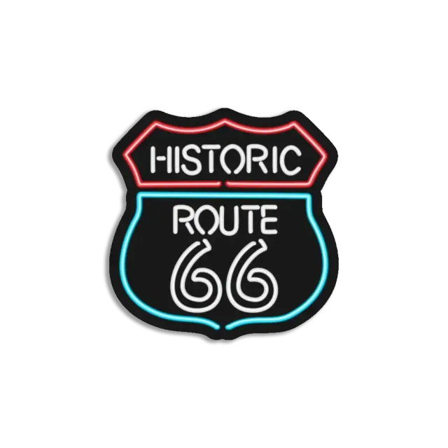 Neon Route 66 Sign Sticker