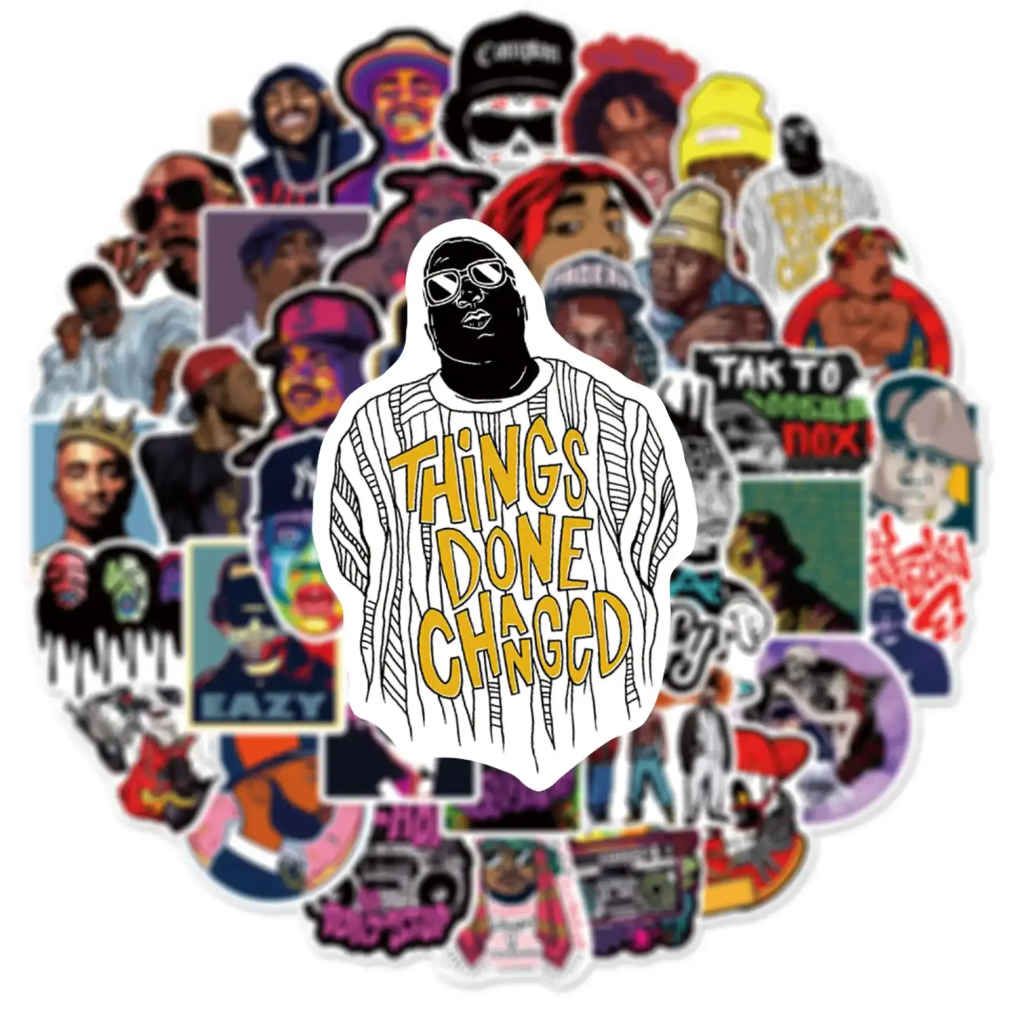 East West Coast Rap Graffiti Stickers Pack of 50