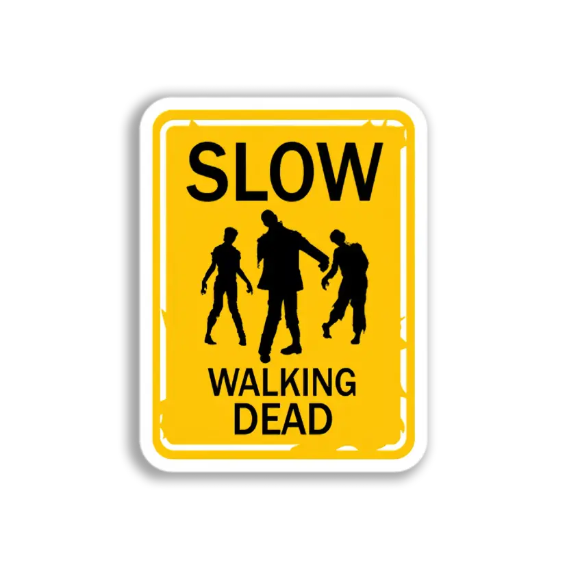 Zombie Warning Sign Sticker