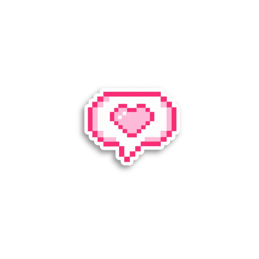 Pink Pixel Heart Bubble Sticker