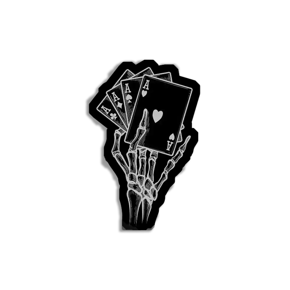 Neon Skull with Cards Sticker