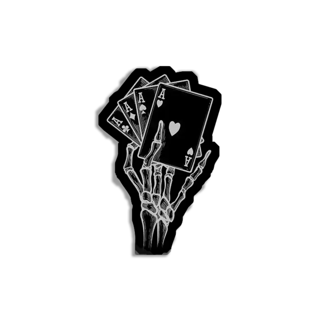 Neon Skull with Cards Sticker