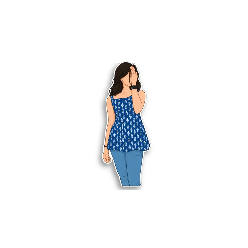 Blue Kurti Woman Sticker