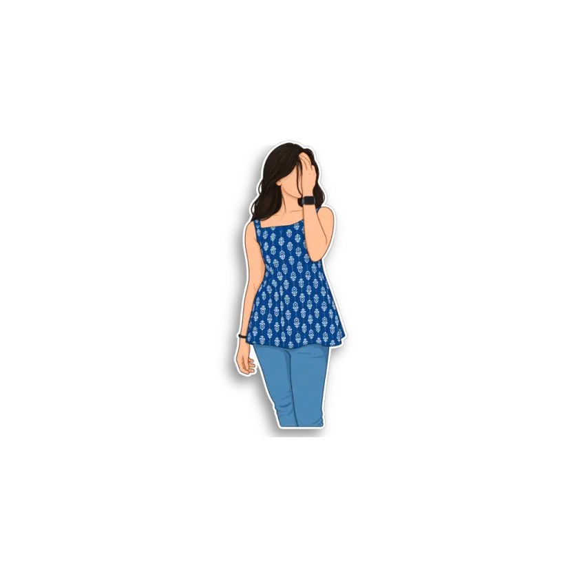 Blue Kurti Woman Sticker