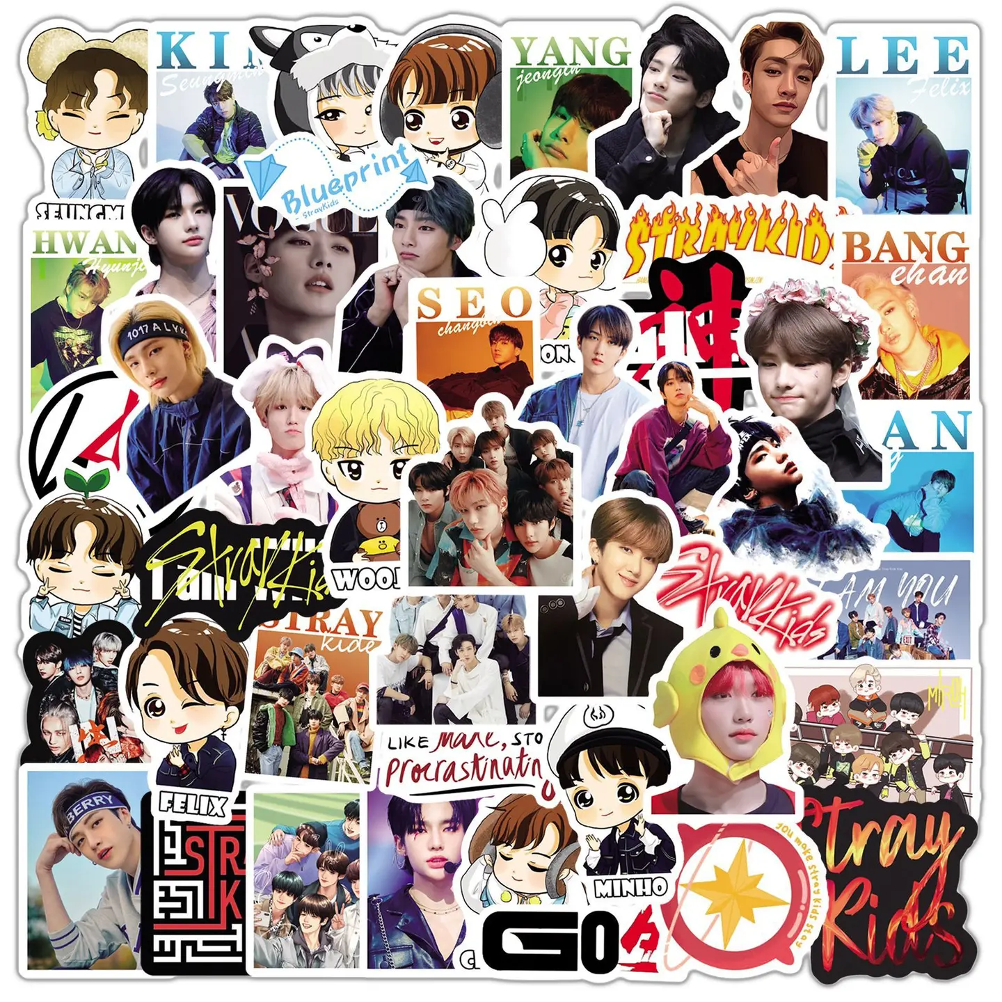 Kpop Korean Team Stray Kids Stickers Pack of 50