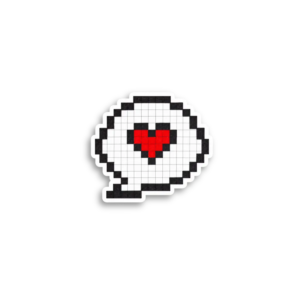 Pixel Heart Speech Bubble Sticker