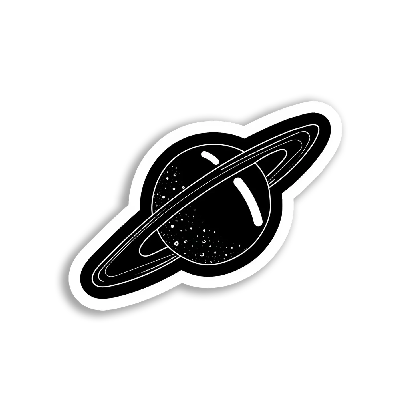 Black and White Saturn Sticker