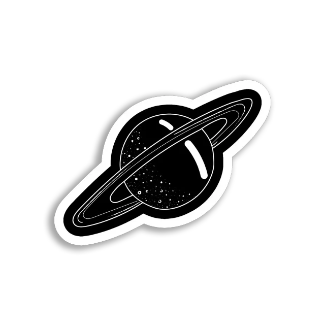 Black and White Saturn Sticker