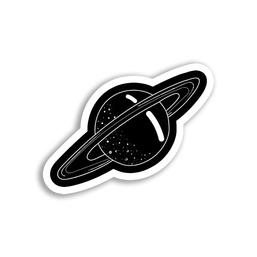 Black and White Saturn Sticker