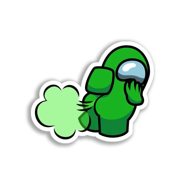 Green Among Us Farting Sticker