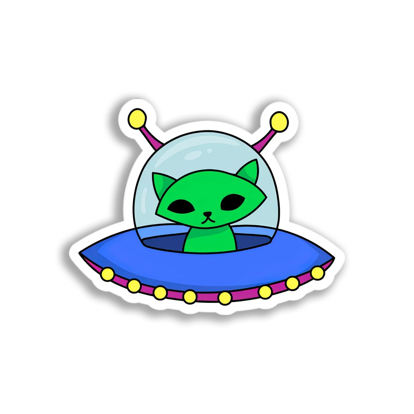 Alien Cat Spaceship Sticker