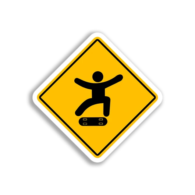 Skateboard Warning Sign Sticker