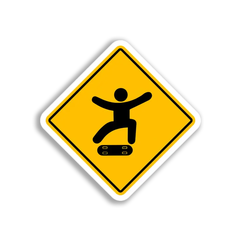 Skateboard Warning Sign Sticker