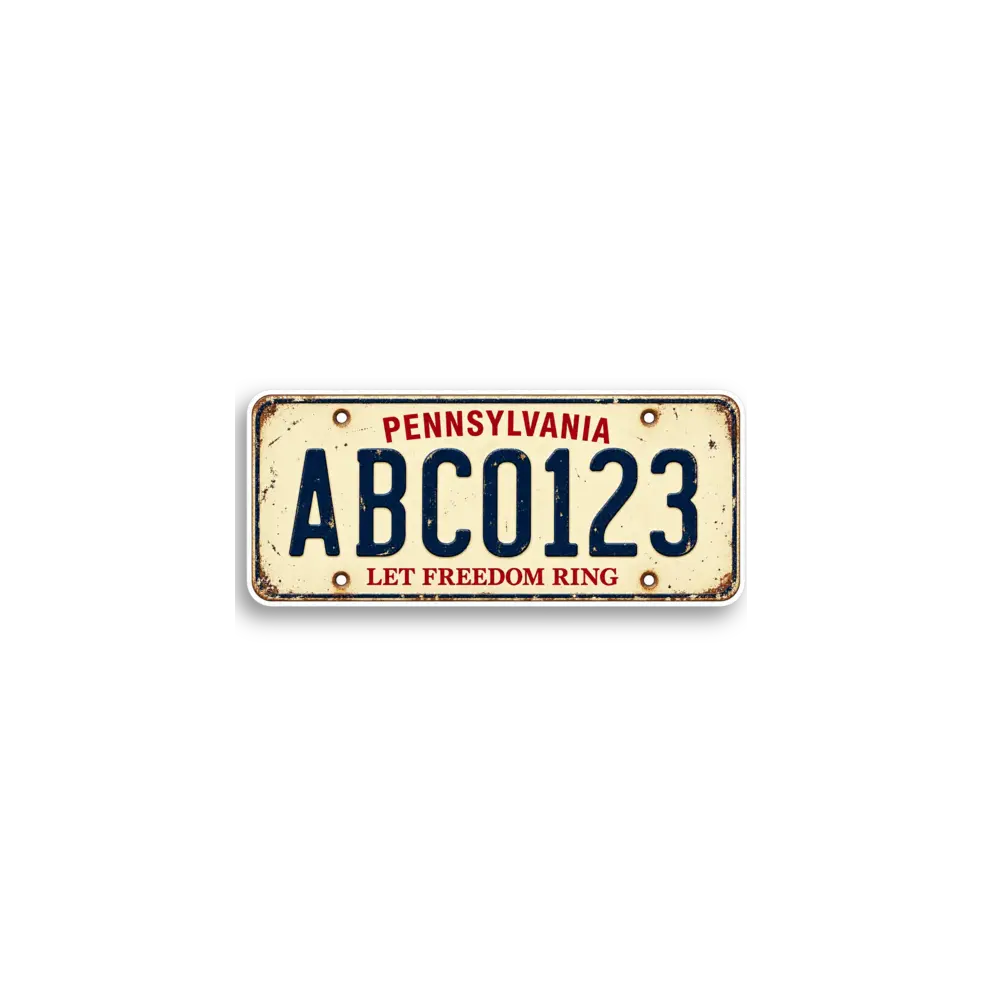 Pennsylvania ABC0123 Plate Sticker
