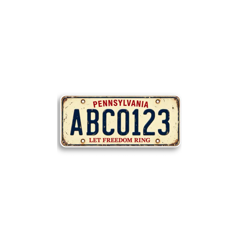 Pennsylvania ABC0123 Plate Sticker