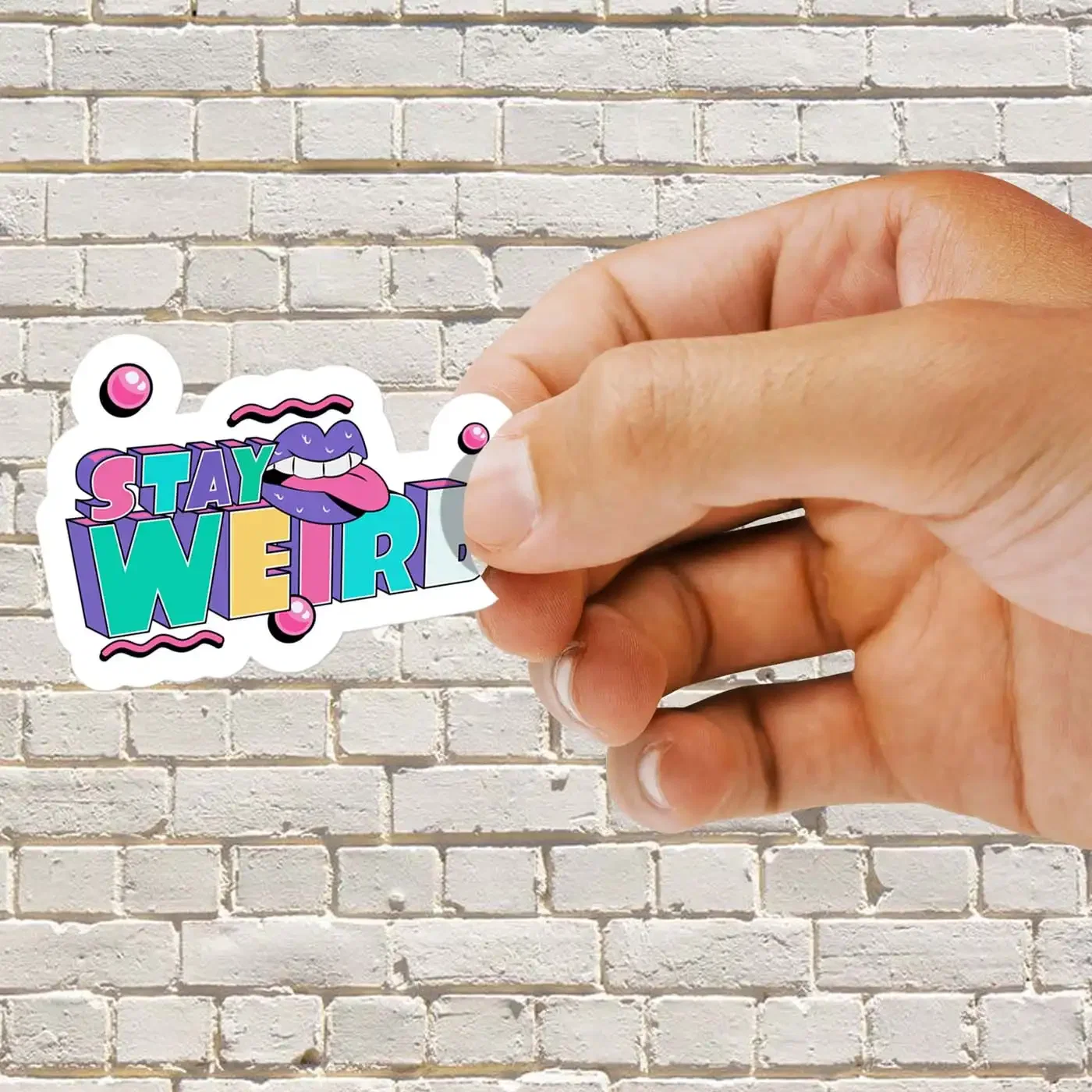 Inscription Stay Weird Sticker