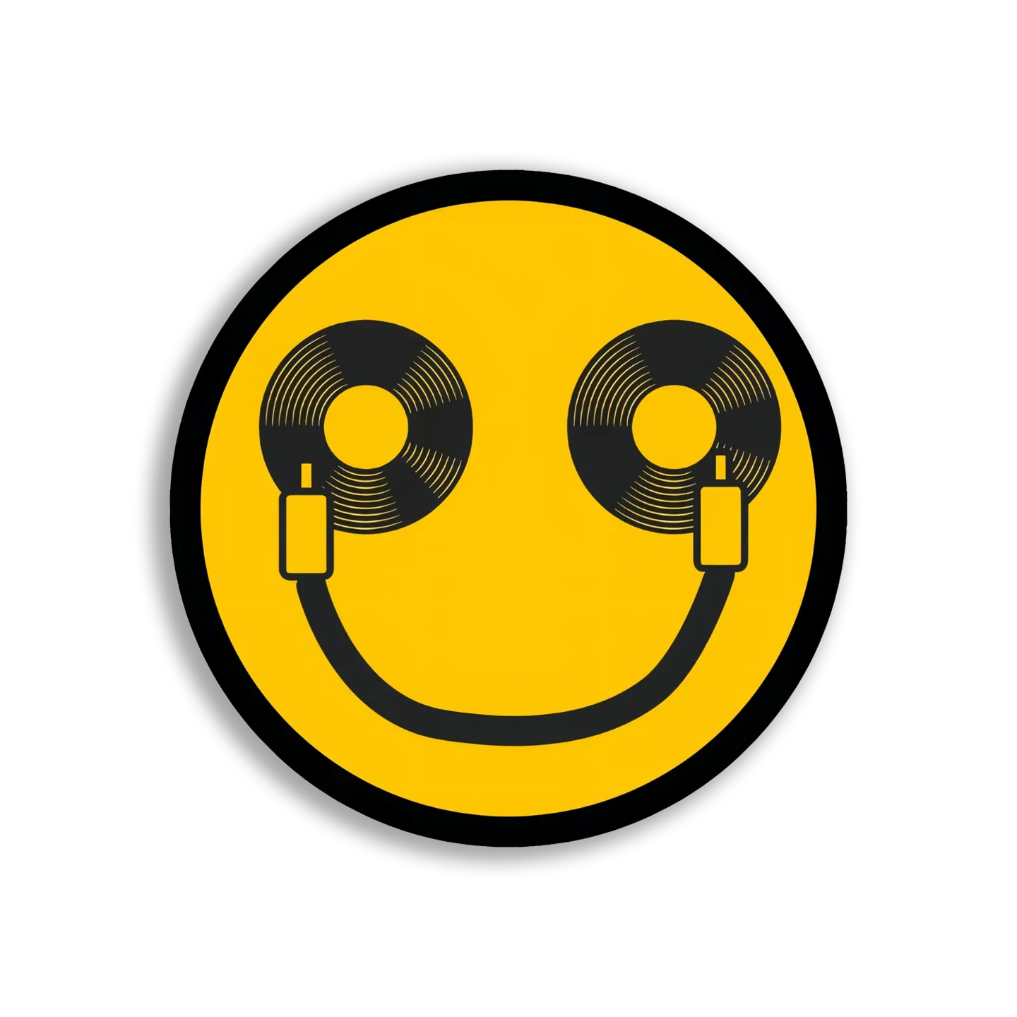 Happy Face With Records Sticker