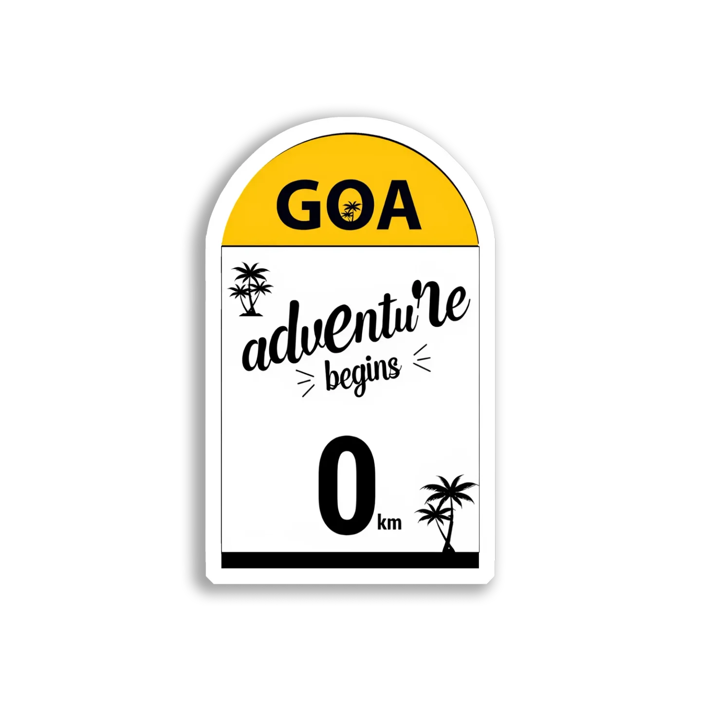 Goa Adventure Begins at 0 Km Sticker