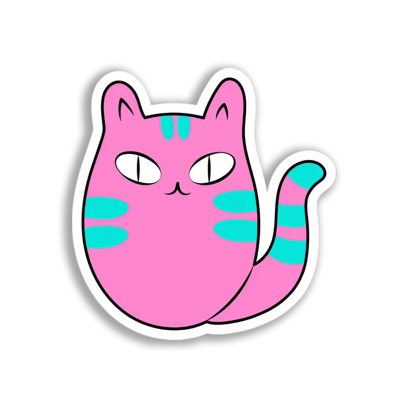 Pink Tabby Cat Sticker