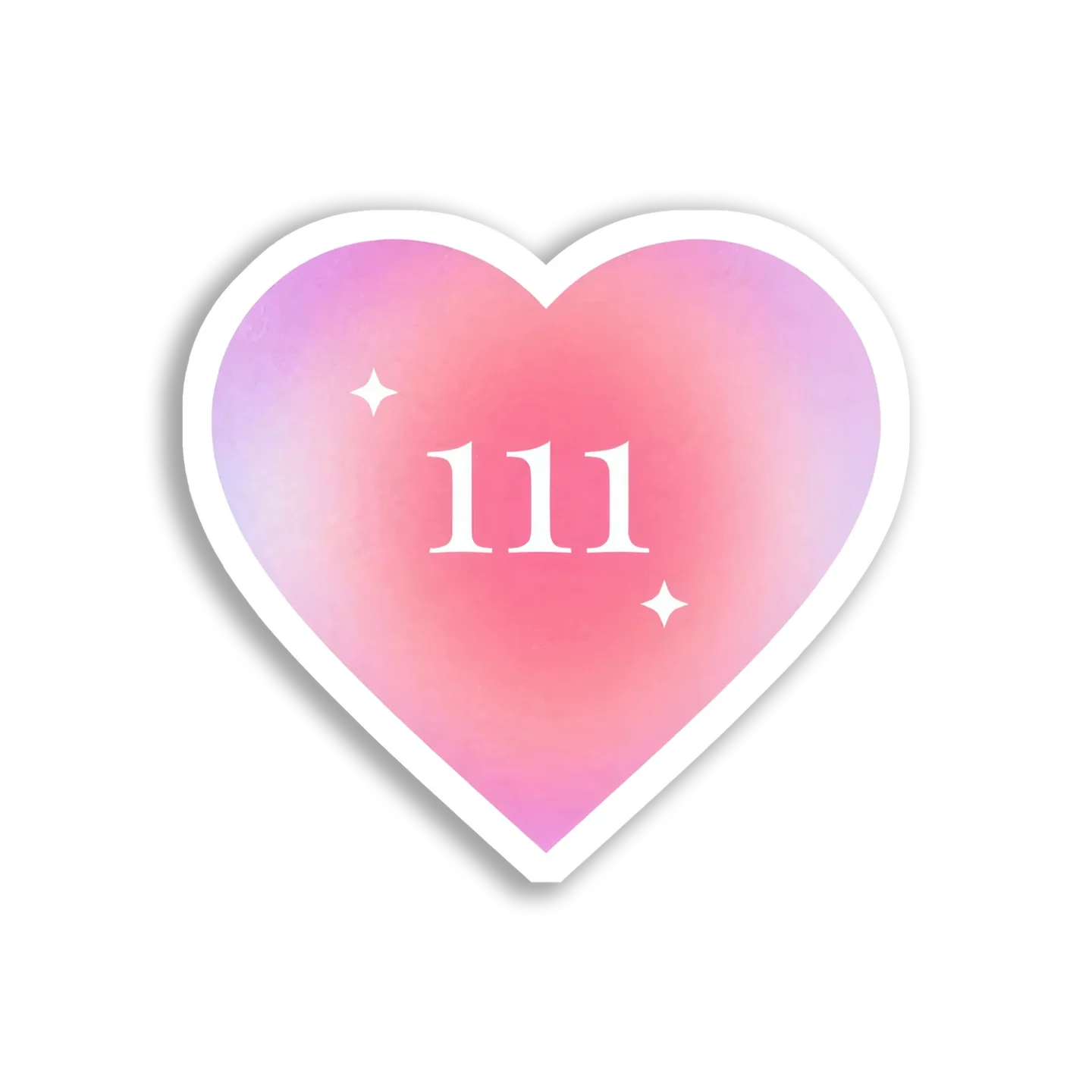 Pink Heart With Angel Number 111 Sticker