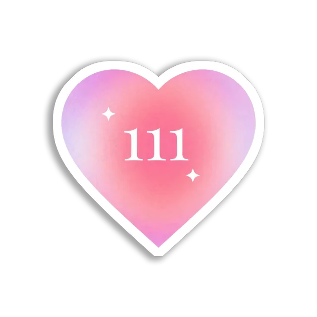 Pink Heart With Angel Number 111 Sticker