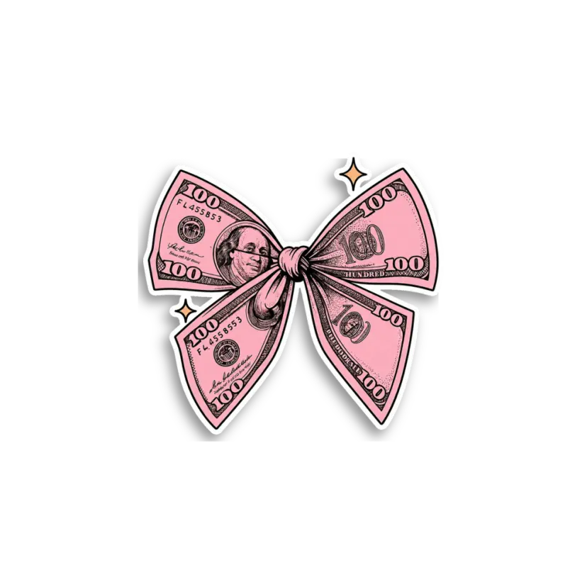 Pink Money Bow Sticker