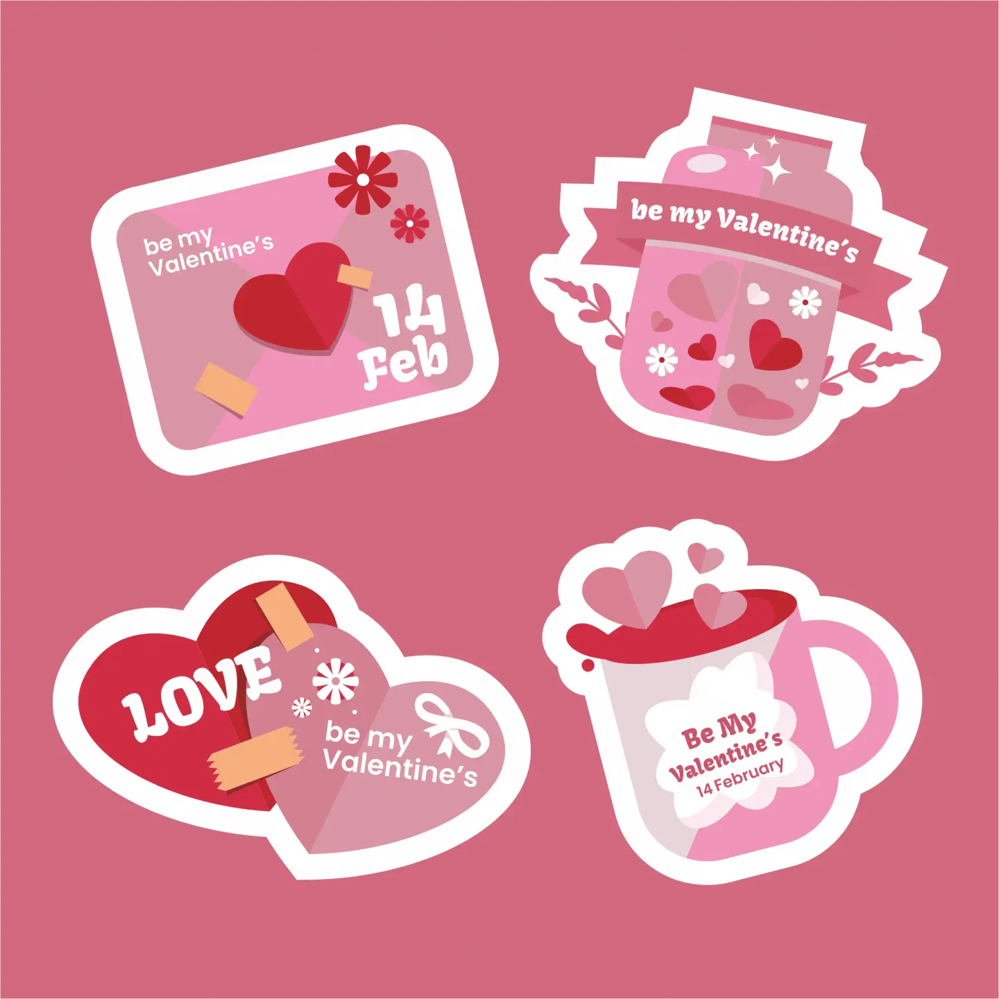 Be my valentine's stickers