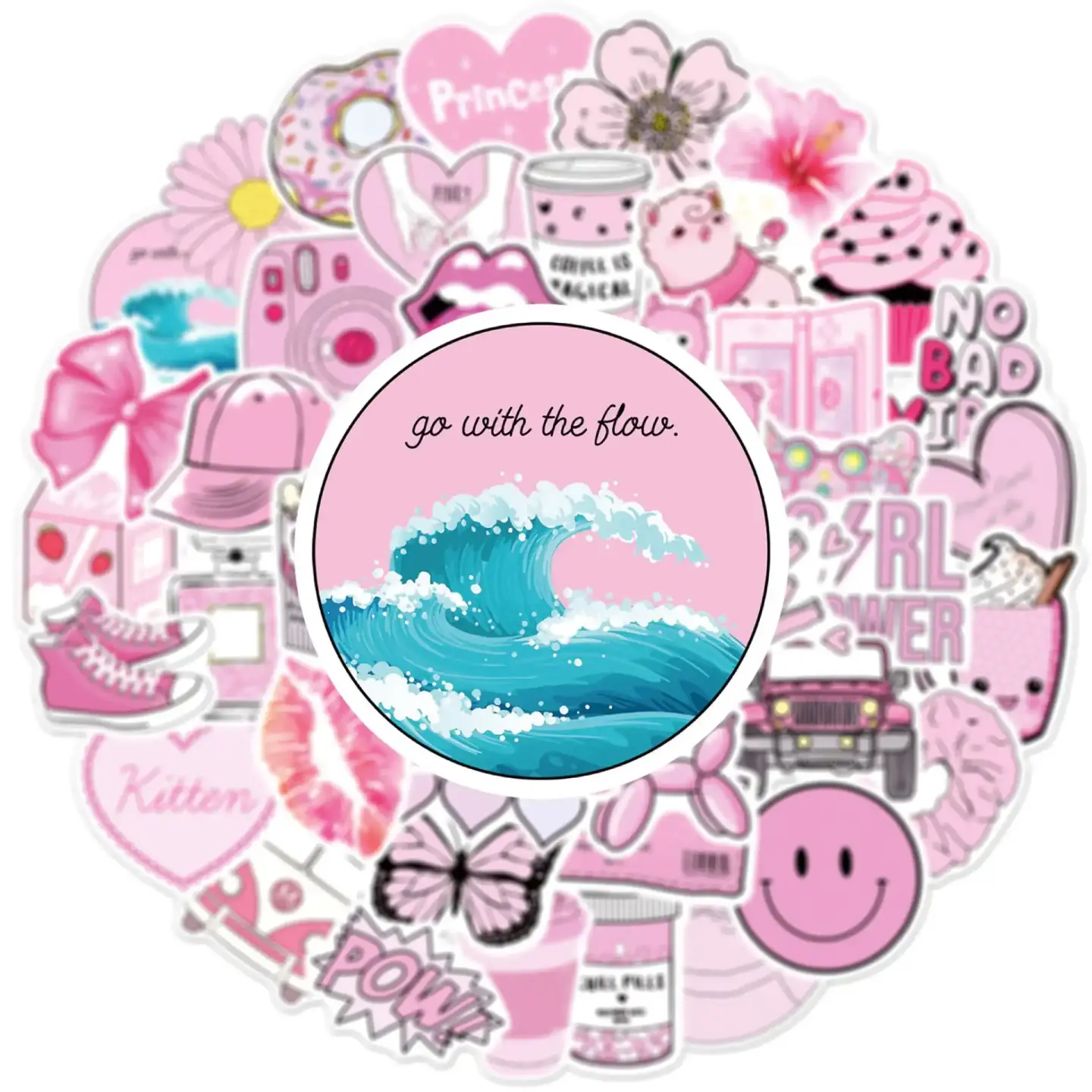 Pink VSCO Cute Girl Stickers Pack of 50