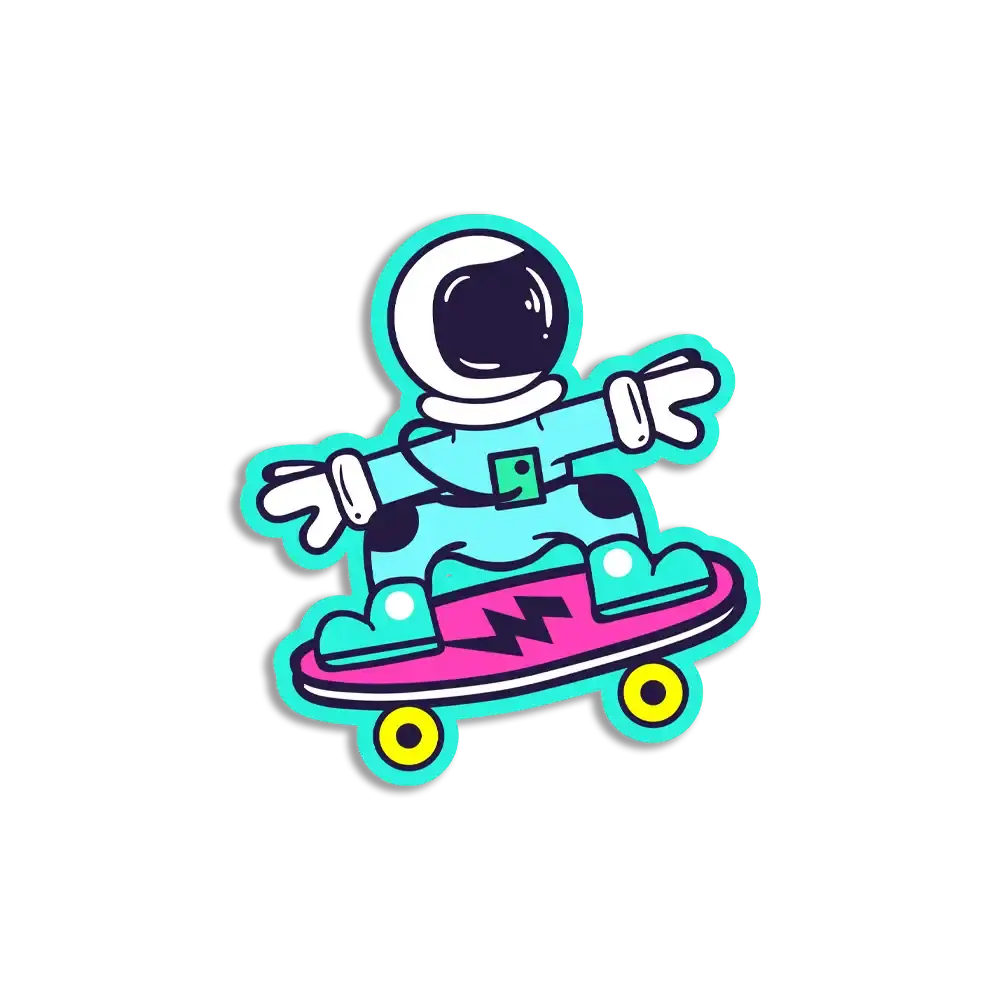 Astronaut Skateboarding Trippy Sticker