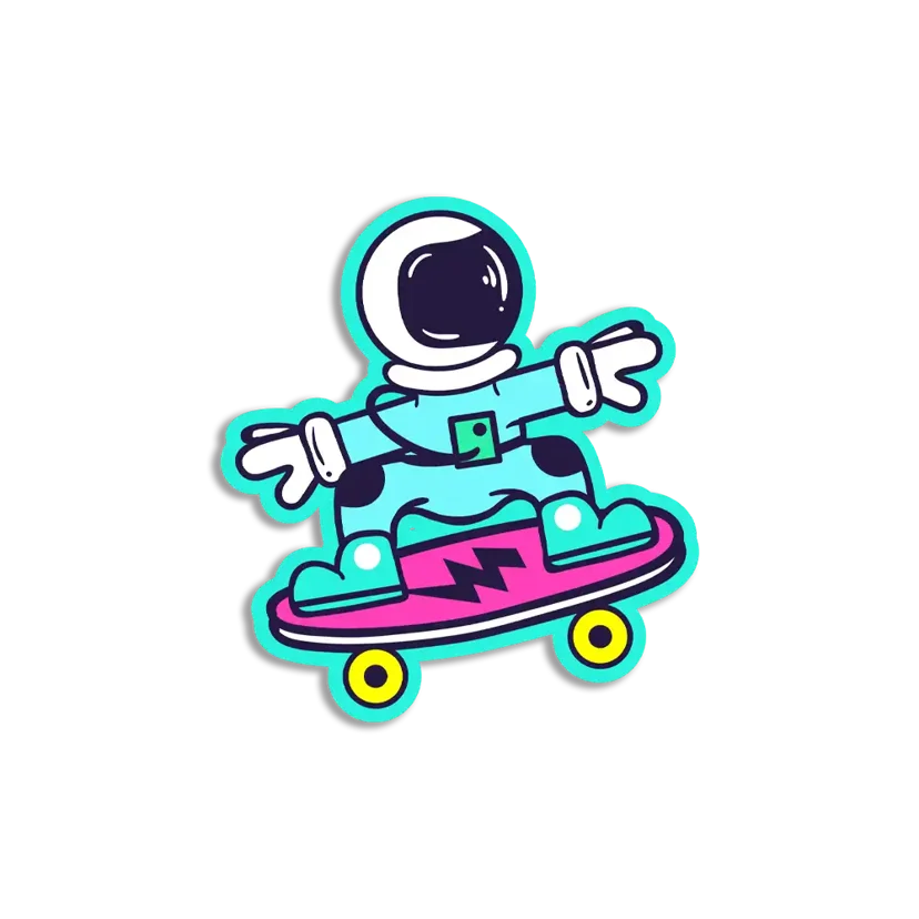 Astronaut Skateboarding Trippy Sticker