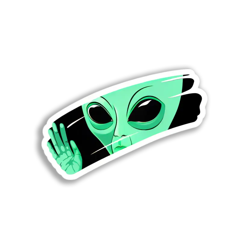 Alien Waving Goodbye Sticker