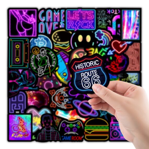 Cartoon Personality Neon Light Sticker Pack of 50