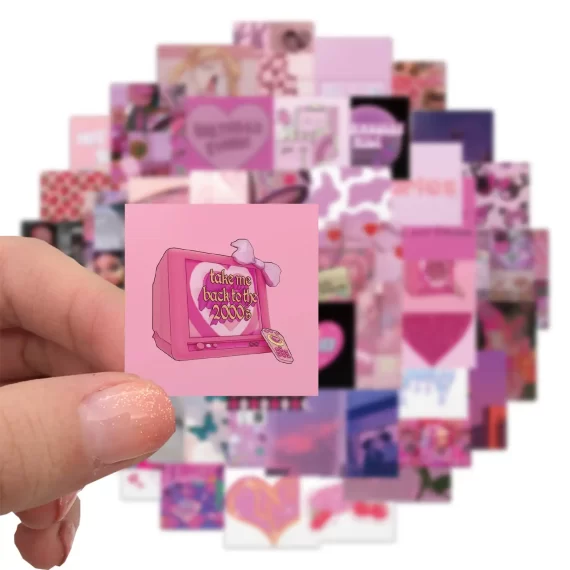 Vintage Pink E-Girl Sticker Pack of 50