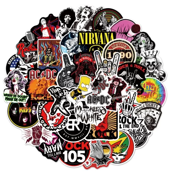 Rock Band Pop Cartoon Graffiti Stickers Pack of 50