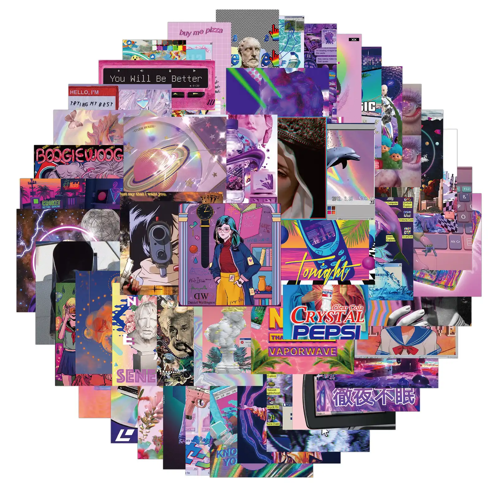 New Ins Vaporwave Stickers Pack of 50
