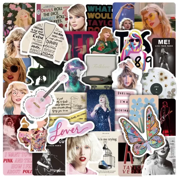 Taylor Folklore Stickers for Laptop Pack of 50