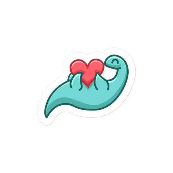 Cute Dino with Love Heart Sticker