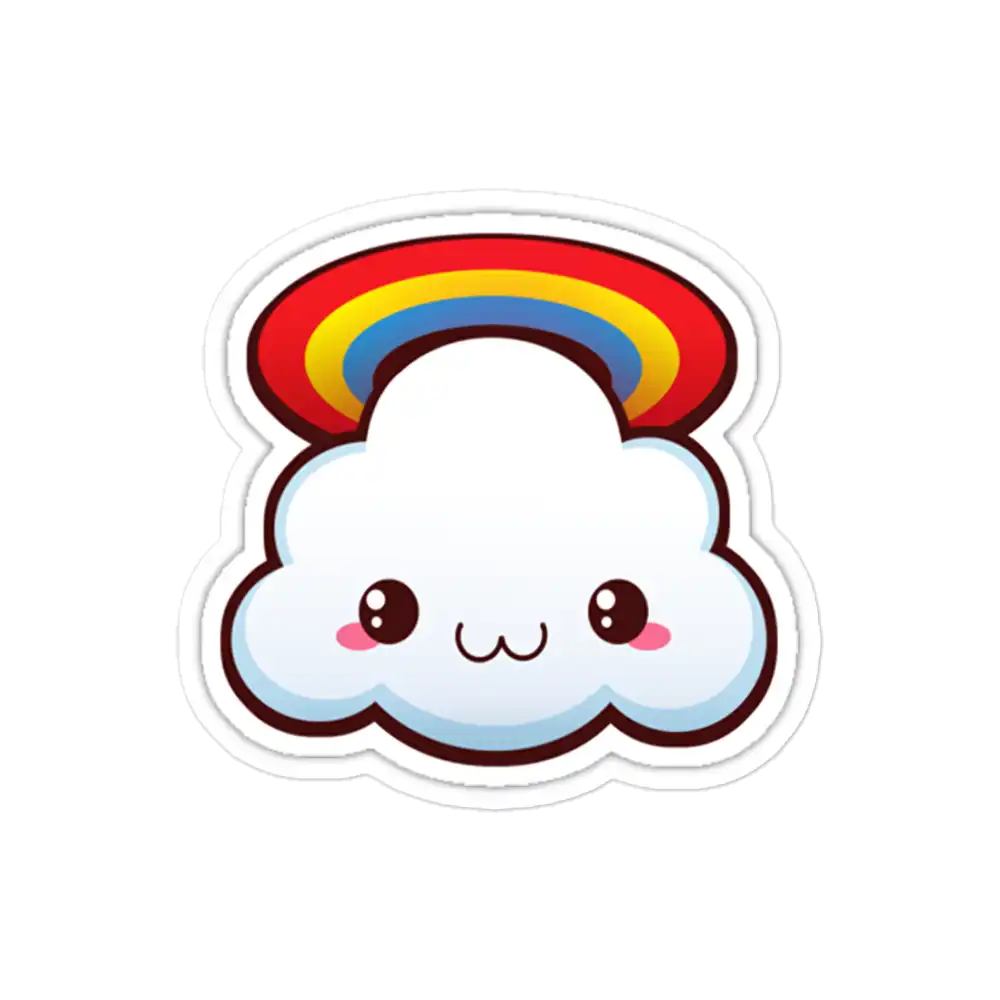 Kawaii Cloud with Rainbow Sticker