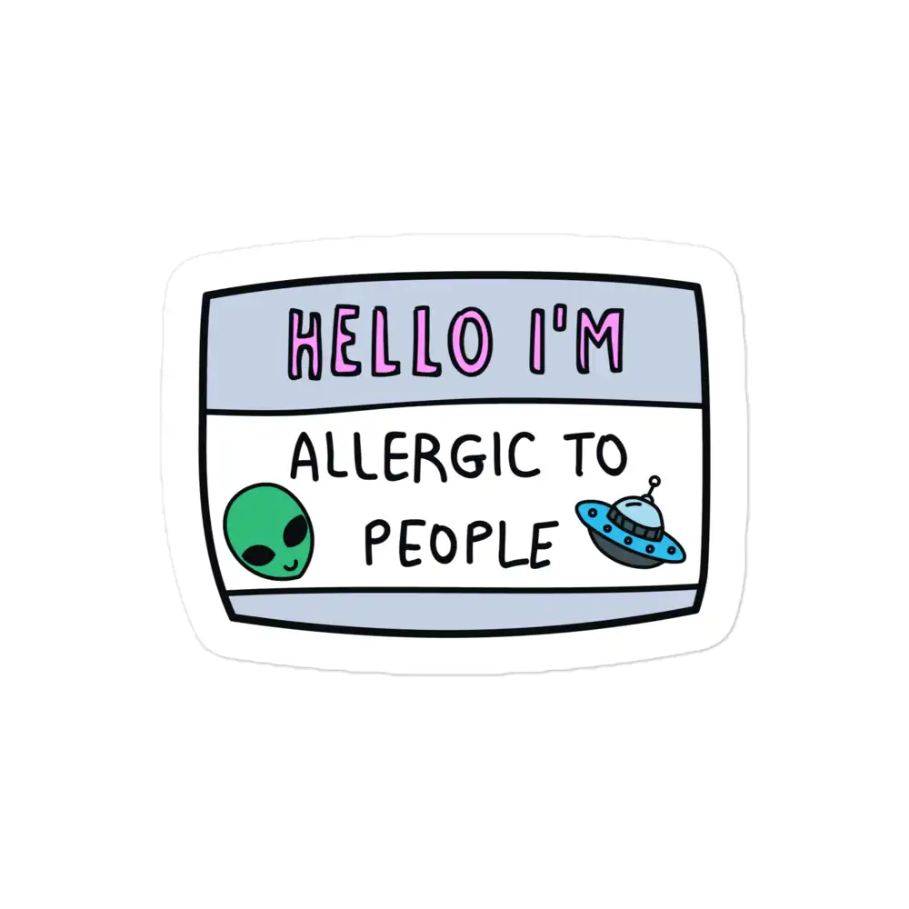 Name Card Allergic to People Sticker