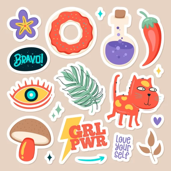 Set of cute stickers