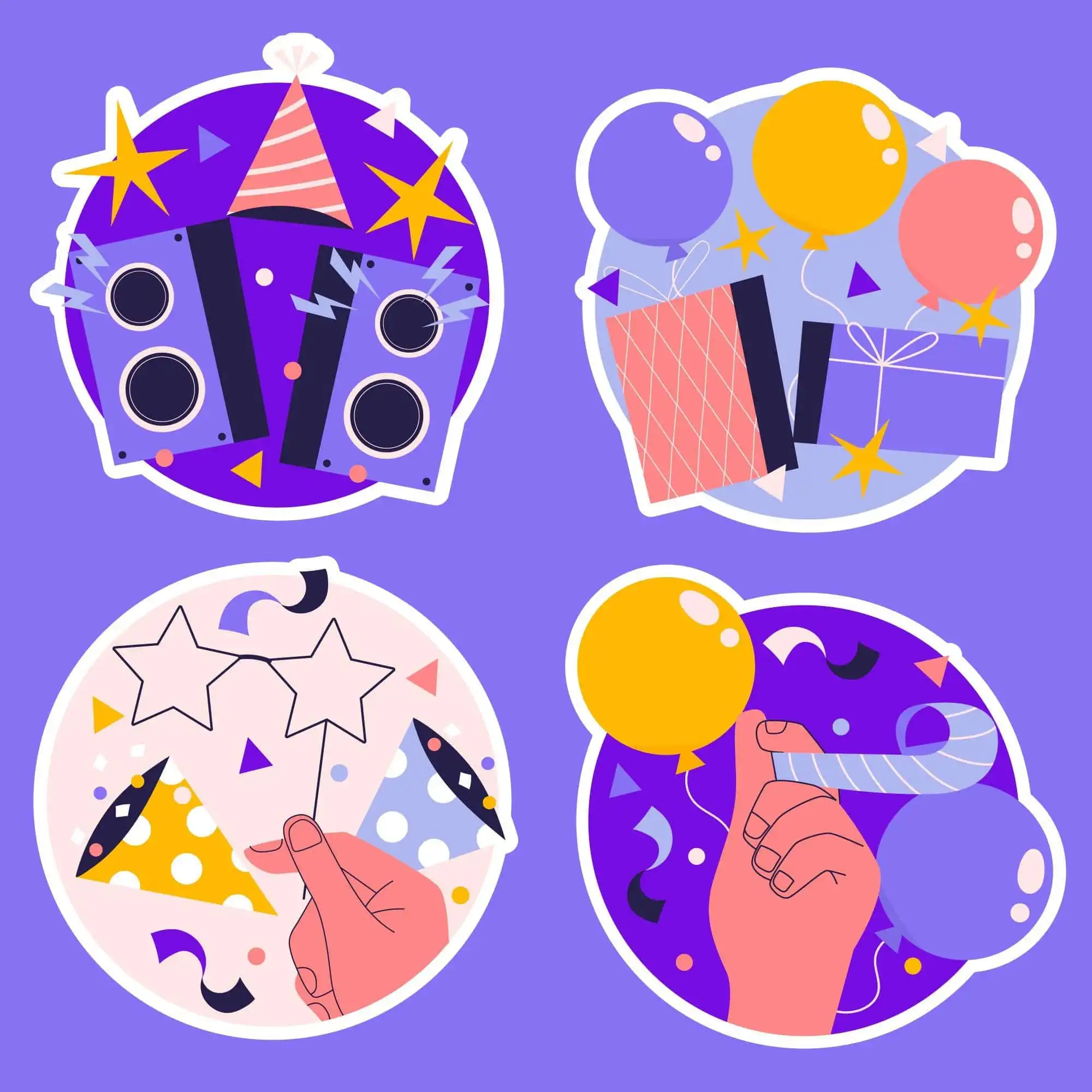 Birthday party elements Stickers