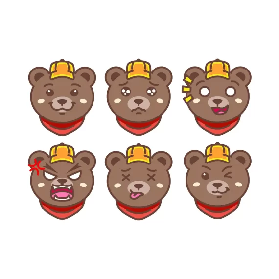 Cute Bear Emoticon Stickers
