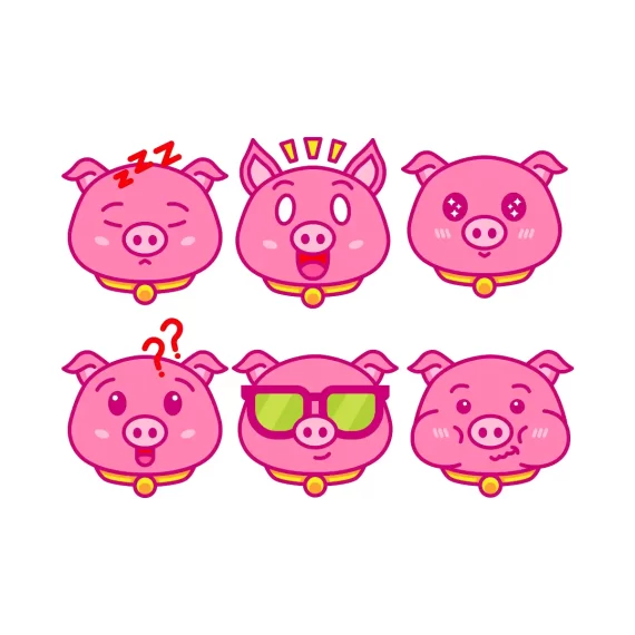 Cute Pig Emoticon Stickers