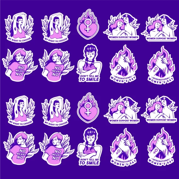 Purple Feminist Stickers Set
