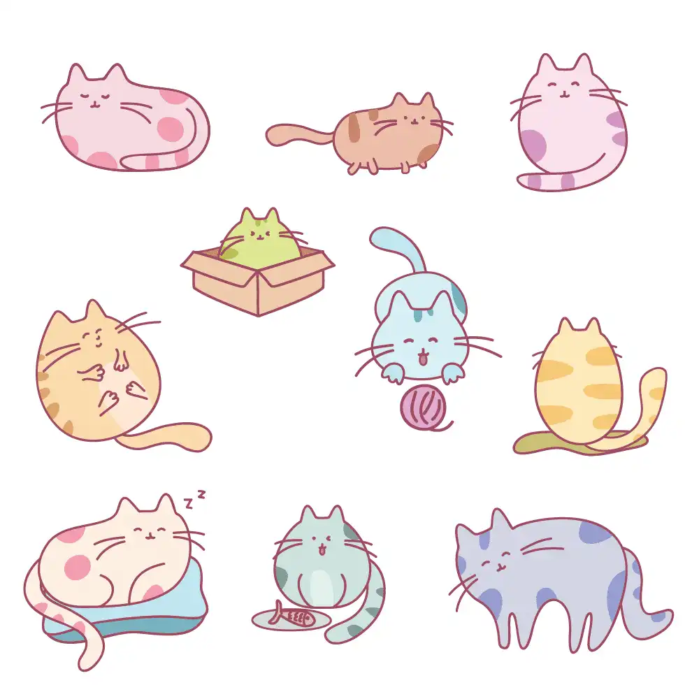 Cute Cat Cartoon Stickers
