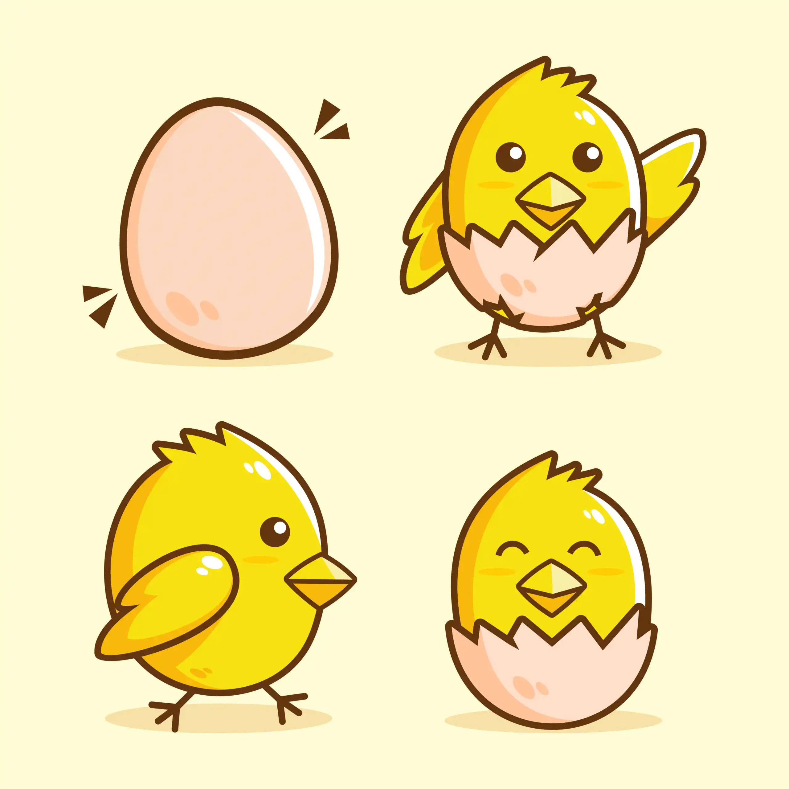 Cute Chick Hatch Cartoon Stickers